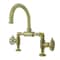 Kingston Brass Indstrl Style Wheel Handle Bridge Bathroom Faucet W/Pop-Up Drain, Brass KS2172RX - alternate 1